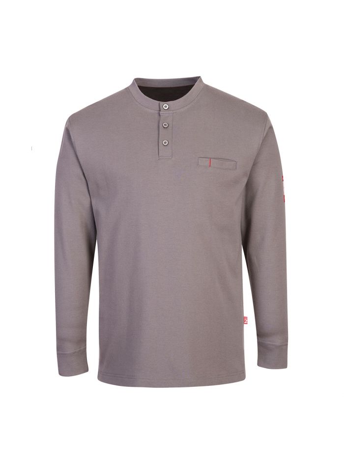 Bizflame Knit Antistatic FR Henley, L, R, Grey