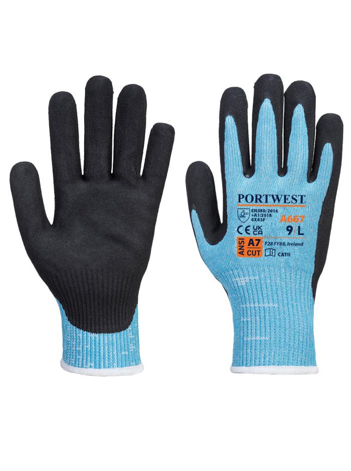 Claymore Cut F13 Nitrile Glove, L, R, Blue/Black