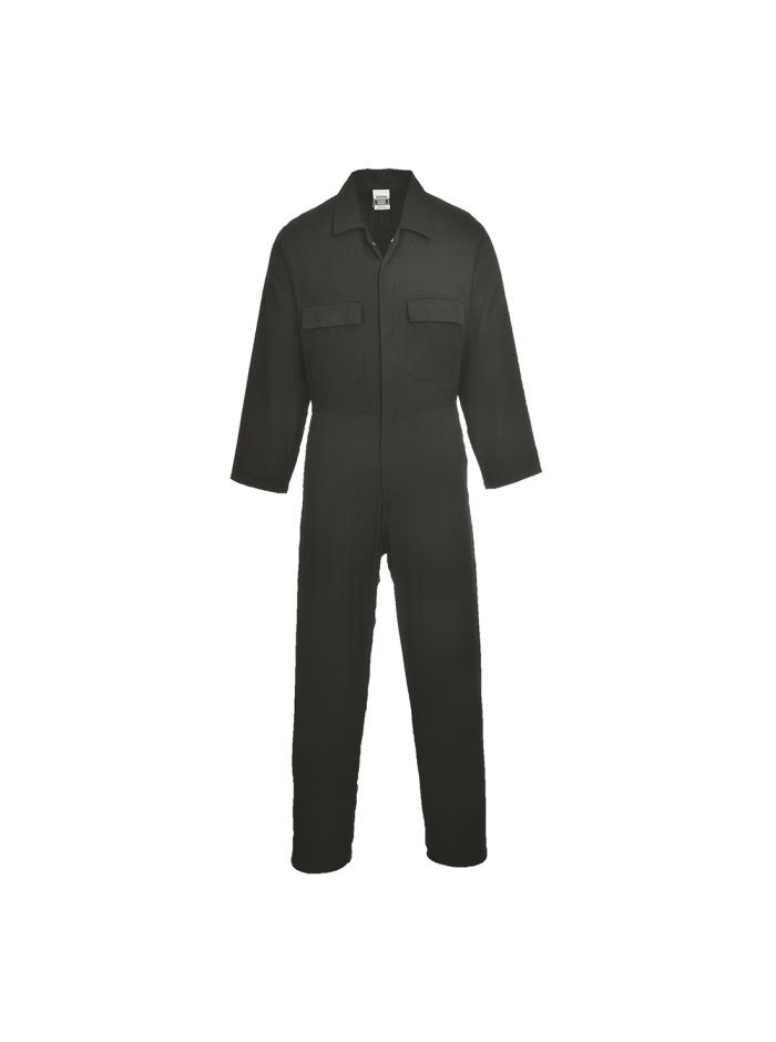 Euro Cotton Work Coverall, L, R, Black