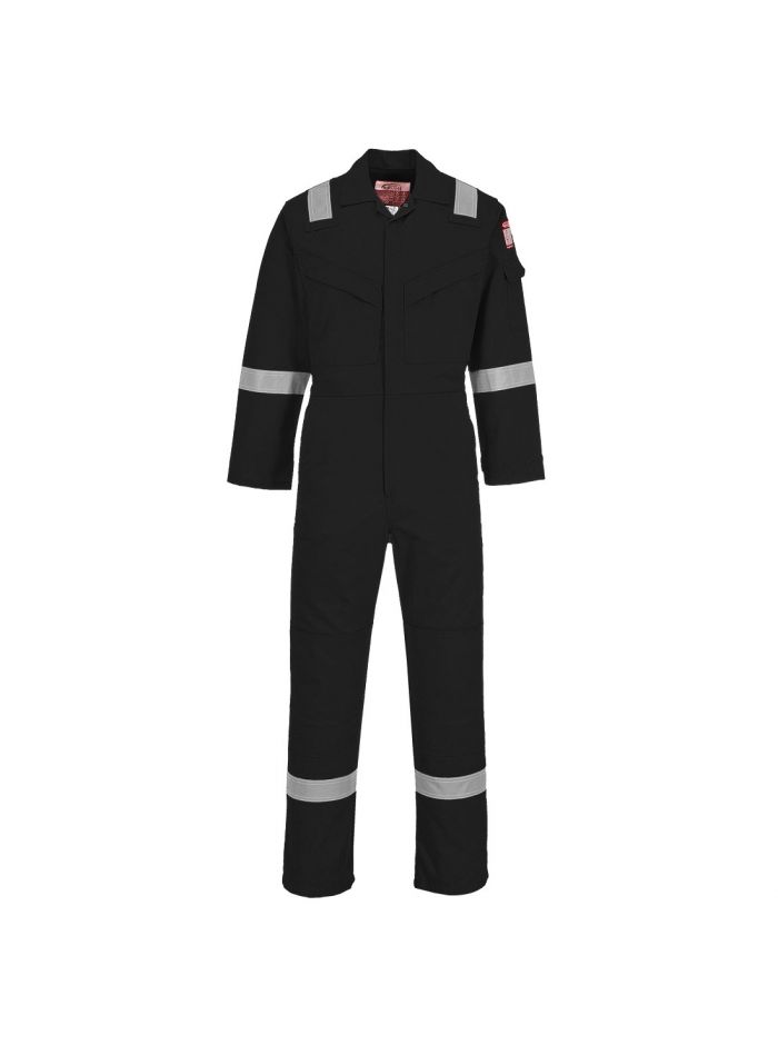 Bizflame Work FR Super Lightweight Anti-Static Coverall, L, R, Black