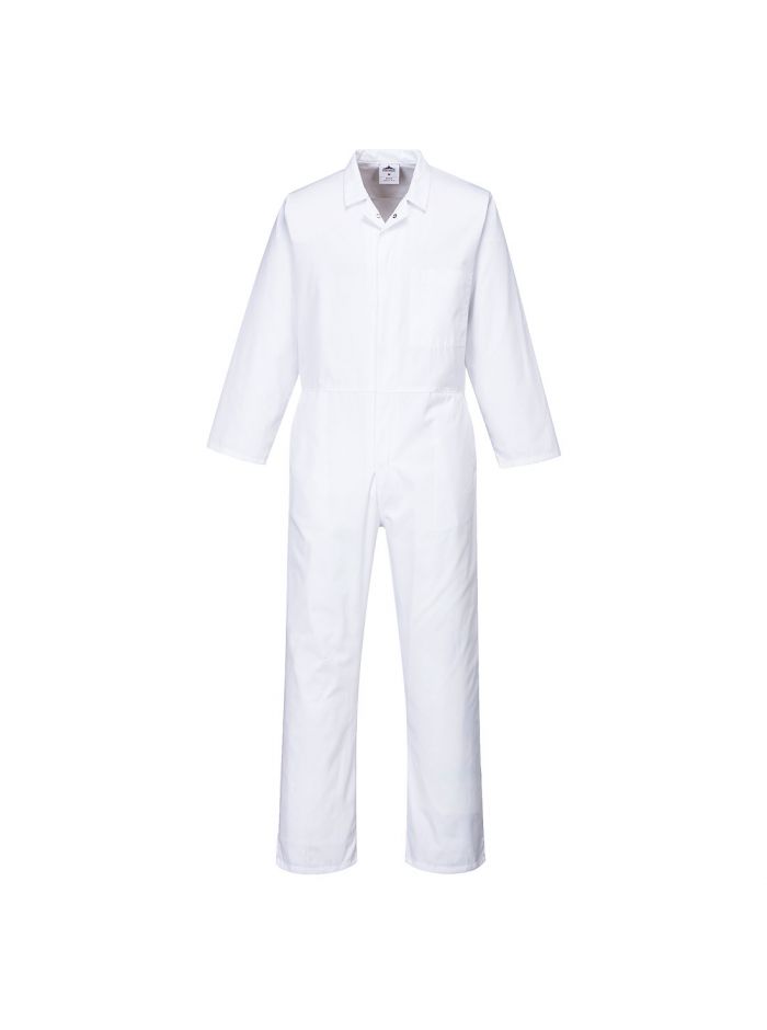 Food Industry No Pocket Coverall , L, R, White