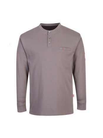 Bizflame Knit Antistatic FR Henley, L, R, Grey