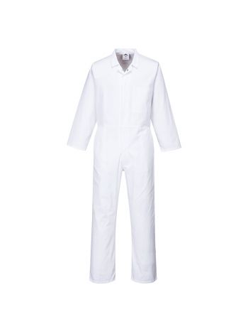 Food Industry No Pocket Coverall , L, R, White